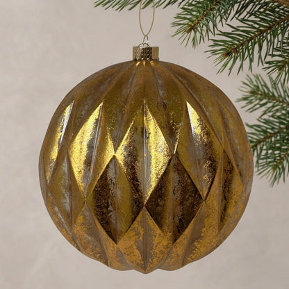 Antiqued Gold Diamond Ball 8" | YK