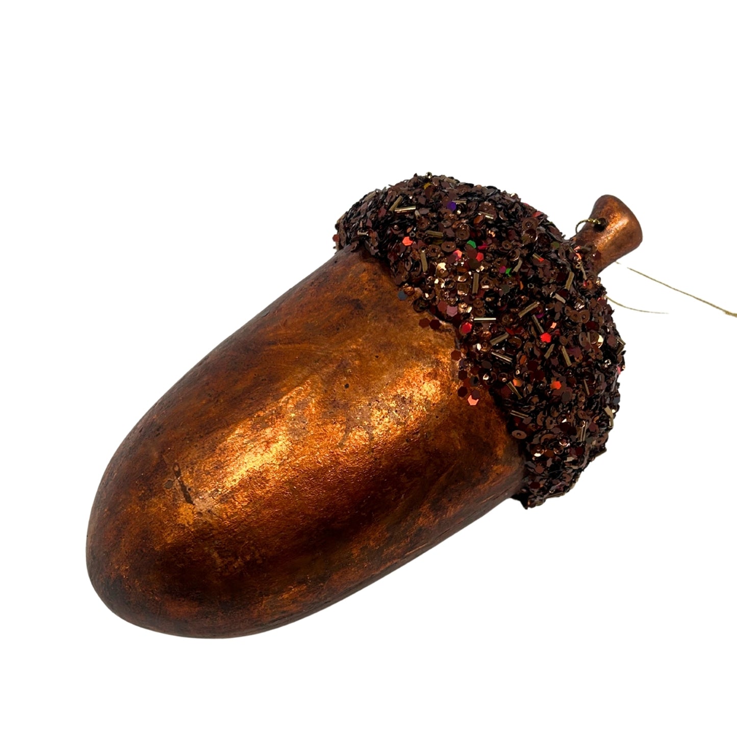 Metallic Bronze Acorn w/ Beaded Cap Ornament 9" | YK