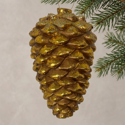 Metallic Pinecone Ornament 8" - Gold | YK