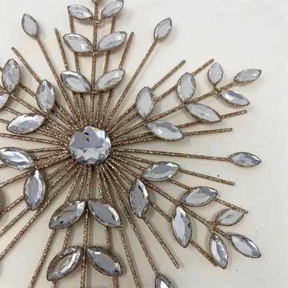 Jeweled Metal Glittered Snowflake Ornament 9.5" - Champagne | YK