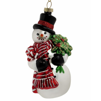Frosty w/ Holly Glass Ornament 5.5" | TG