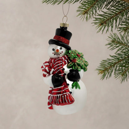 Frosty w/ Holly Glass Ornament 5.5" | TG
