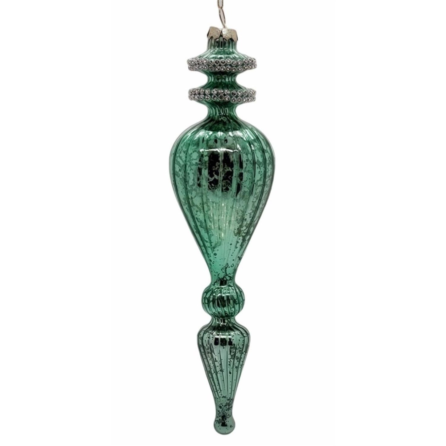 Aqua Mercury Glass Finial Ornament 9.5" | TG