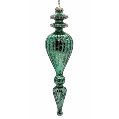Aqua Mercury Glass Finial Ornament 9.5" | TG