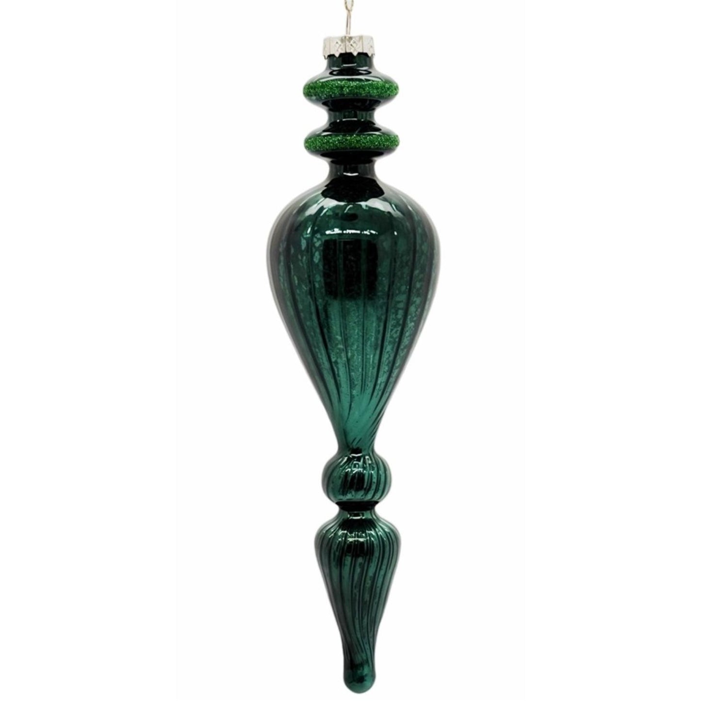 Deep Green Glass Finial Ornament 9.5" | TG