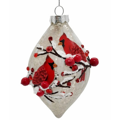 Cardinal w/ Berries Glass Finial 6.25 | TG