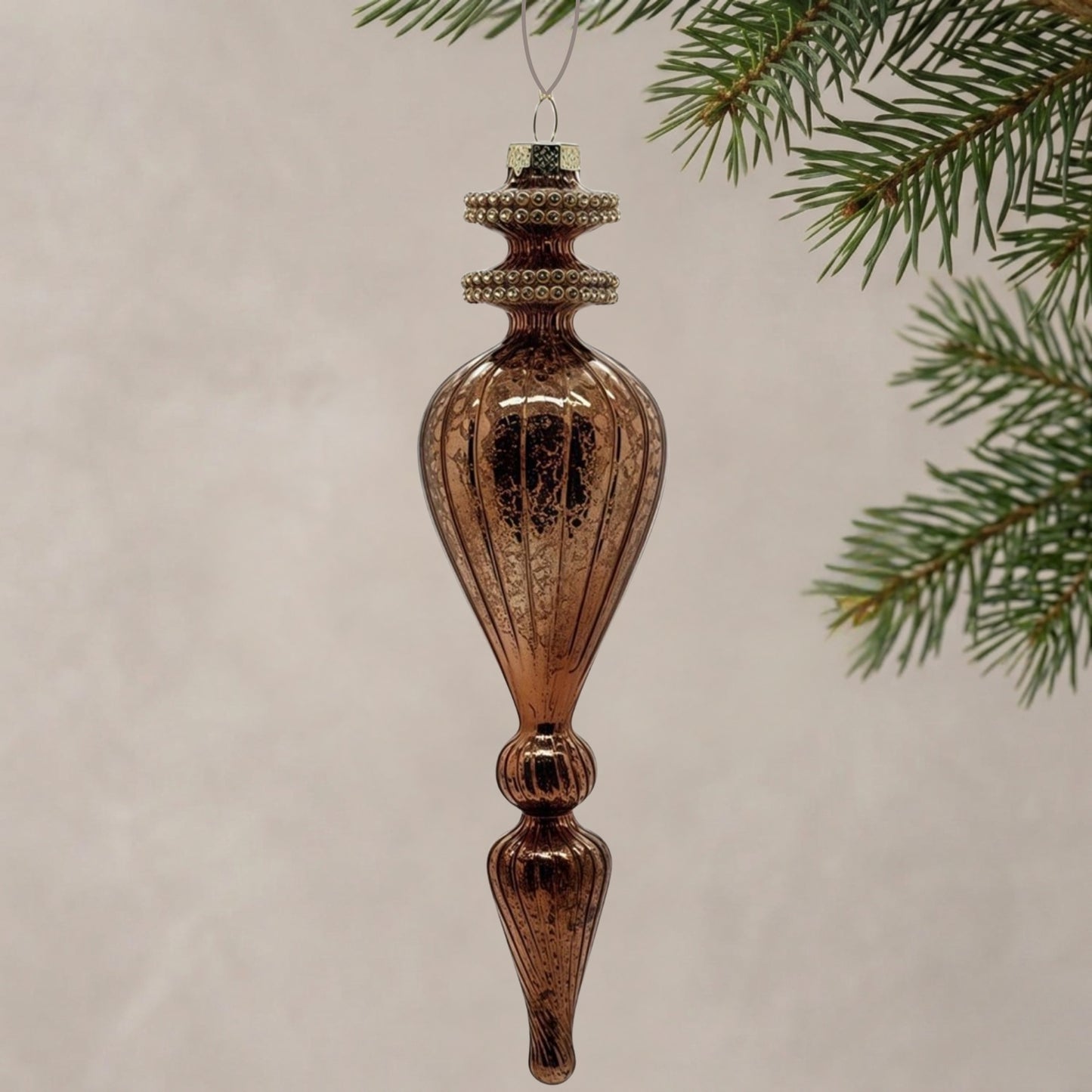 Bronze Glass Finial Ornament 9.5" | TG