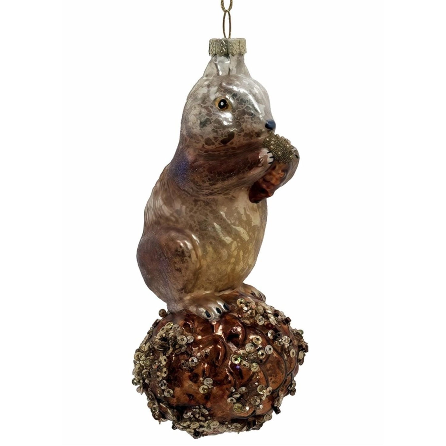 Bronze Glass Squirrel Ornament 5.75" | TG