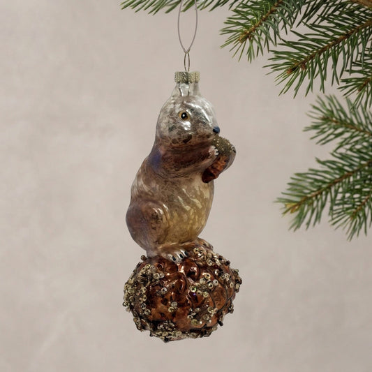 Bronze Glass Squirrel Ornament 5.75" | TG