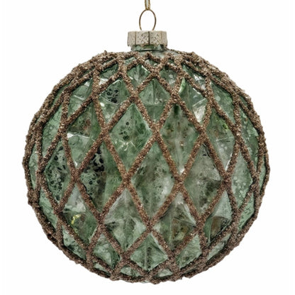 Vintage Estate Aqua Glass Ball Ornament 4.5" | TG