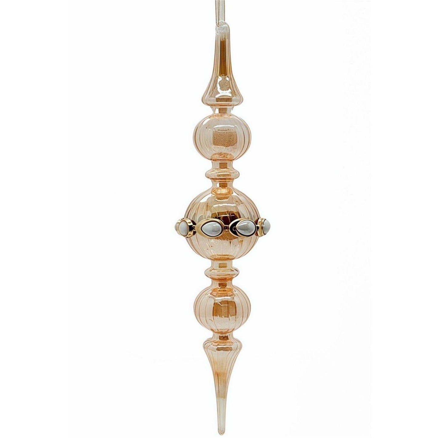 Light Gold Glass Finial Ornament 12" | TG