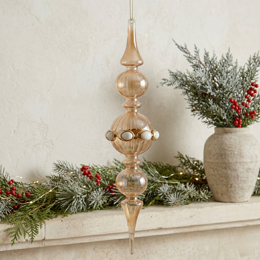 Light Gold Glass Finial Ornament 12" | TG