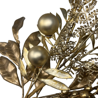 Mixed Metallic/Glitter Ball Foliage Pick 15.5" - Gold | KS