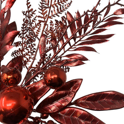 Mixed Metallic/Glitter Ball Foliage Pick 15.5" - Red | KS