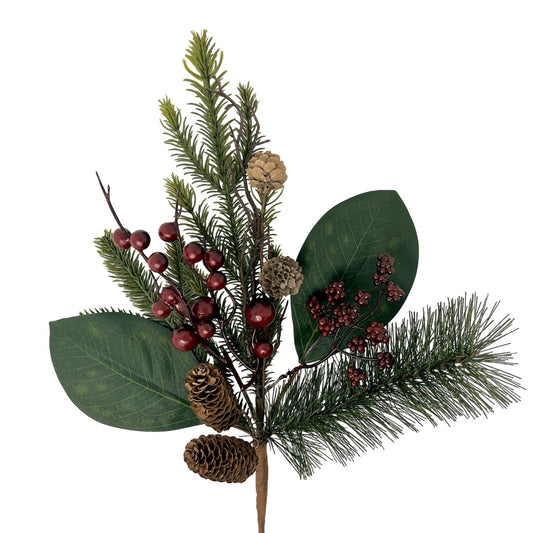 Burgundy berry Mixed Pine Pick 17" | KS