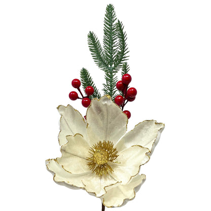 Velvet Magnolia/Berry Pick 18" - White/Gold | DB