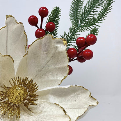 Velvet Magnolia/Berry Pick 18" - White/Gold | DB