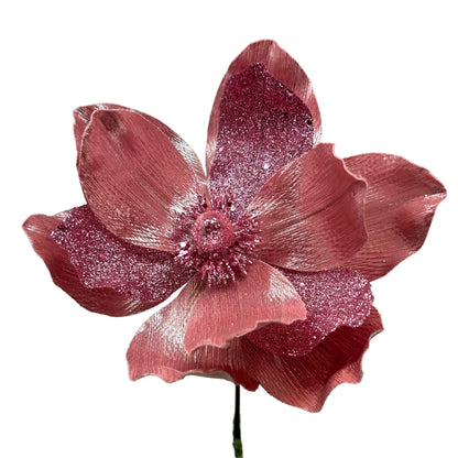 Light Pink Metallic/Glitter Magnolia H:14" Dia: 9.5" | DB