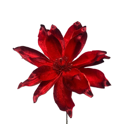 Lux Two Tone Deep Red Velvet Magnolia H:15" Dia: 11" | DB