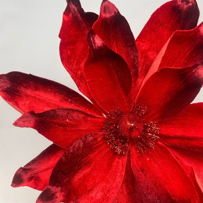 Lux Two Tone Deep Red Velvet Magnolia H:15" Dia: 11" | DB
