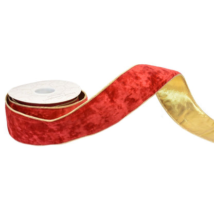 Elegant Red Velvet Ribbon w/ Gold back 2.5" x 10yd | IR