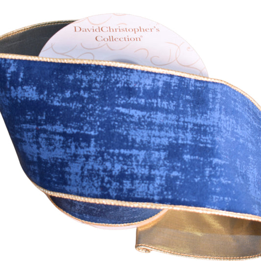 Textured Navy Blue Velvet Ribbon 4” x 10yd | IR