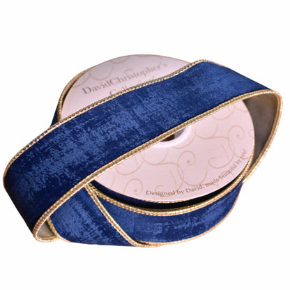 Textured Navy Blue Velvet Ribbon 1.5" x 10yd(3/96) | IR