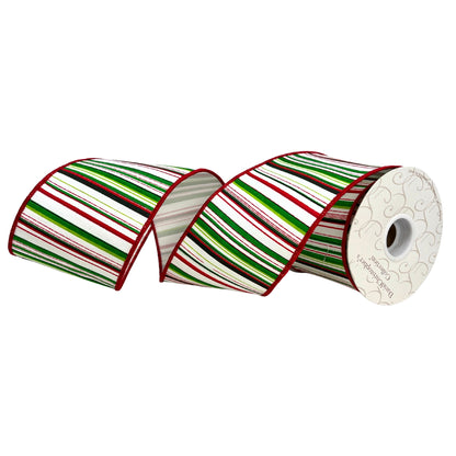 Twisted Peppermint Striped Ribbon 4" x 10YD in White/Red/Green | IRC22
