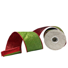 Load image into Gallery viewer, 4&quot;X10YD Green Glitter with Red Metallic Backing and Edge