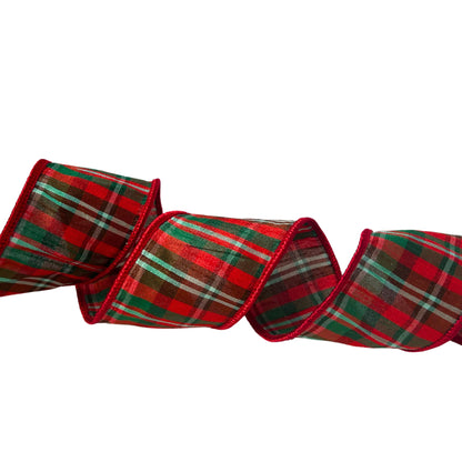 Christmas of Old Plaid Ribbon - Red/Green/Blue 2.5” x 10yd | IR