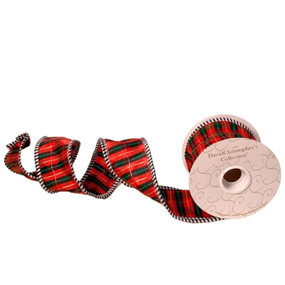 Black / White Edge Nutcracker Plaid Ribbon 2.5”X10YD| IR