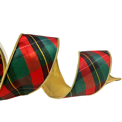 Red/Green/Gold Nutcracker Plaid Ribbon  2.5”X10YD | IR