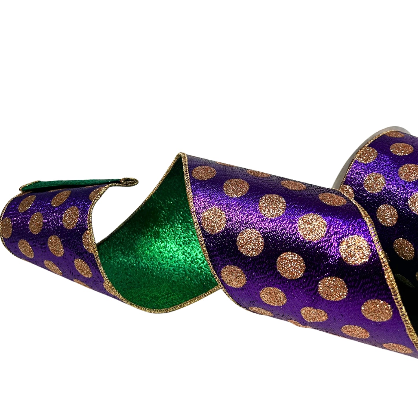 Metallic Mardi Gras Dot Ribbon 4"X10YD | IR