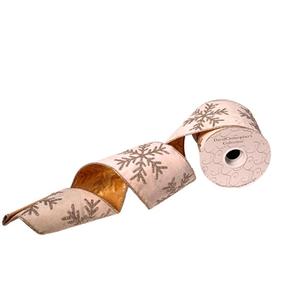 Plush Ivory Velvet Snowflake Ribbon 4”X10YD | IR