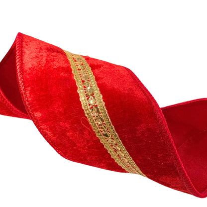 Red Velvet Seq. Jewel Center Ribbon 2.5”X10YD | IR