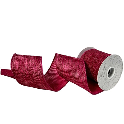 Sheer Base Glitter Mini Stripe Ribbon - Fuchsia 4”X10YD | IR