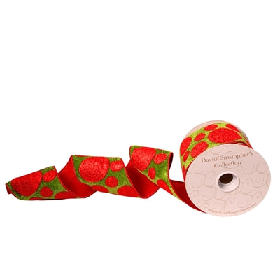 Green Velvet w/ Fuzzy Red Dot Ribbon 4”X10YD | IR