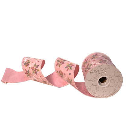 Pink Crushed Velvet Multi Seq. Snowflake Ribbon 4”X10YD | IR