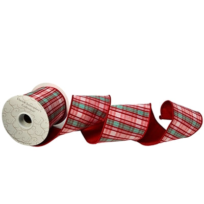 Red/Aqua/Pink Plaid Ribbon 4”X10YD | IR