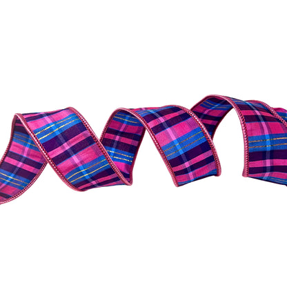 Vibrant Pink/Blue Plaid 1.5'' X 10 YD-Multi Ribbon | IR