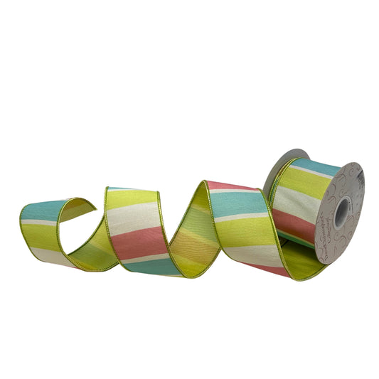 Spring Block Pattern 2.5'' X 10YD - Green/Blue/Pink Ribbon  | IR