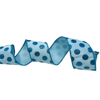2.5'' X10 YD Blue Ribbon with Glitter Dots  Ribbon | IR
