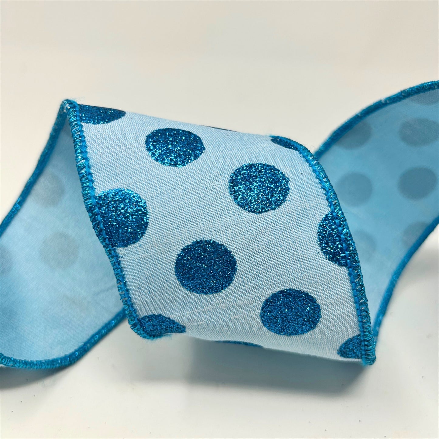 2.5'' X10 YD Blue Ribbon with Glitter Dots  Ribbon | IR