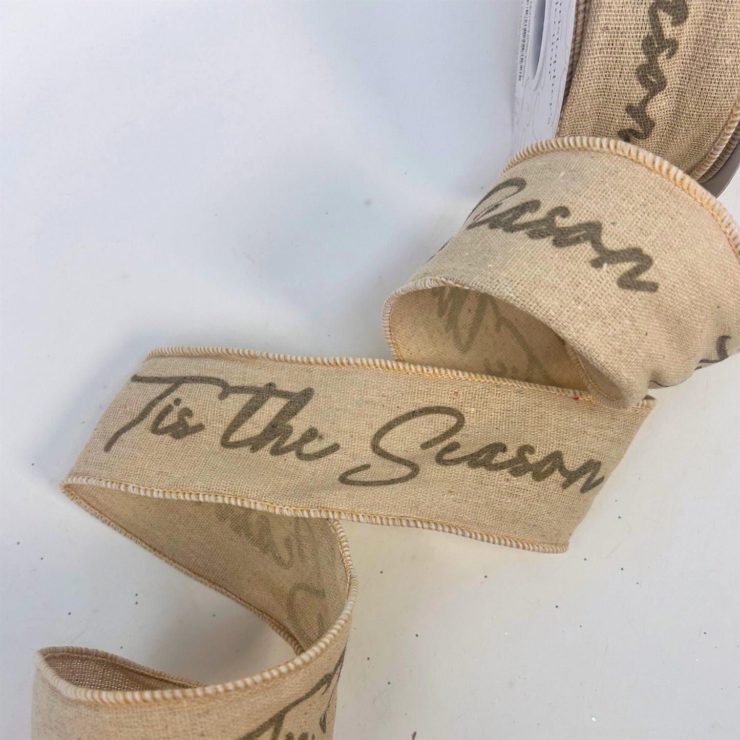 Tis the Season Print on Jute Ribbon 2.5" x 10 YD | IR