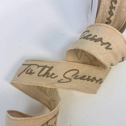 Tis the Season Print on Jute Ribbon 2.5" x 10 YD | IR