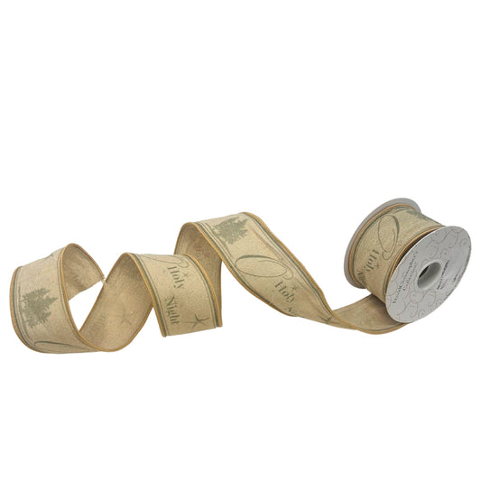 Holy Night Print on Jute Ribbon 2.5” x 10 YD | IR
