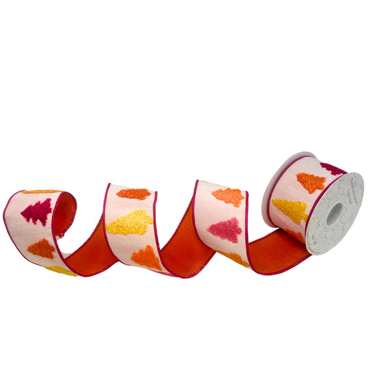 Bright Chenille Christmas Tree Embroidery Ribbon 2.5" x 10yd | IR