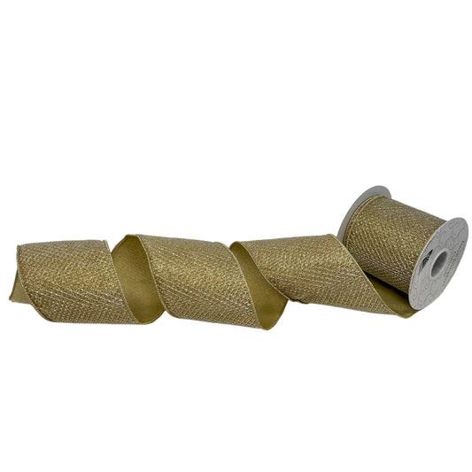 Light Gold Metallic Jacquard Ribbon 4" x 10yd | IR