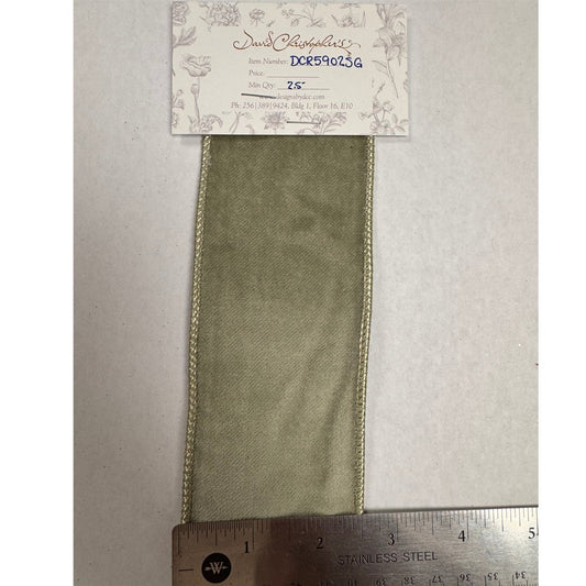 Sage Soft Cotton Velvet Ribbon 2.5" x 10yd | IR