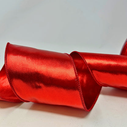 Metallic Faux Leather Wired Ribbon 4" x 10yd | IR